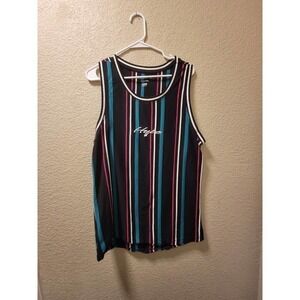 Vox Populi Men's Multi-Color Striped "Hype" Sleeveless T-Shirt size XL